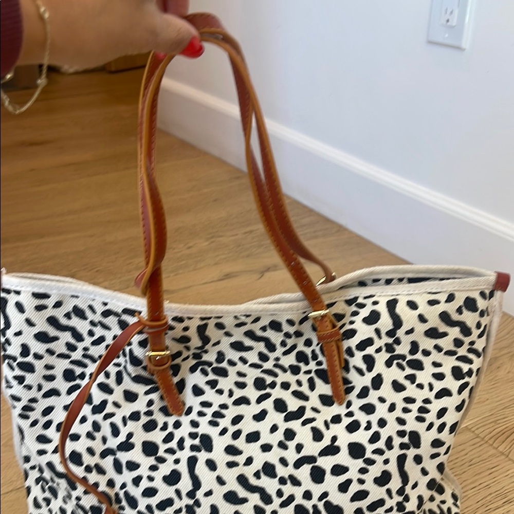 Anthropologie/Urban outfitters  Leopard Print canvas Tote Bag with Tan Straps - Picture 11 of 17